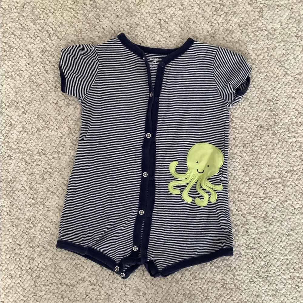 Carter’s Romper Baby Toddler Navy Striped Octopus Snap 24 Months